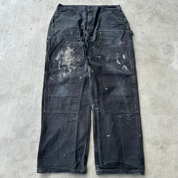 Vintage Y2K Carhartt black double knee work wear carpenter pants - Picture 1 of 8